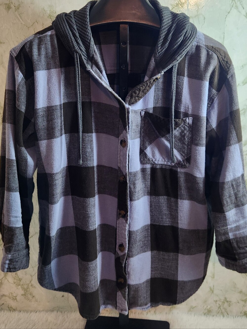 Maurices Hooded Flannel Button Down Shirt